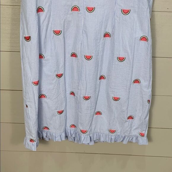 Talbots NWT seersucker Blue striped Watermelon embroidered dress size 14 $119 - Picture 10 of 12